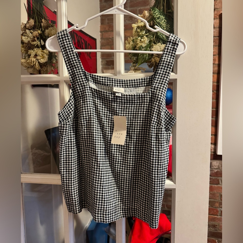 a new day Black and White Checkered Tank Top